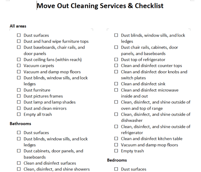 PDF de lista de verificación de limpieza de mudanza